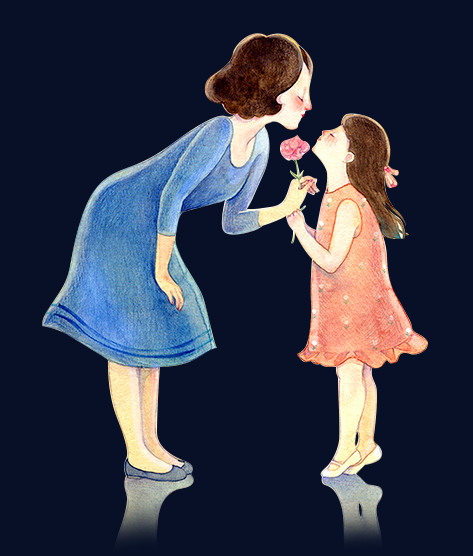 一母一女头像卡通-温馨可爱的母女手牵手卡通头像：珍贵亲情的温暖象征