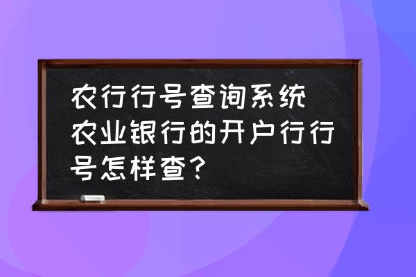 开户农业查询银行行行号怎么查_开户农业查询银行行行号是什么_农业银行开户行行号怎么查询